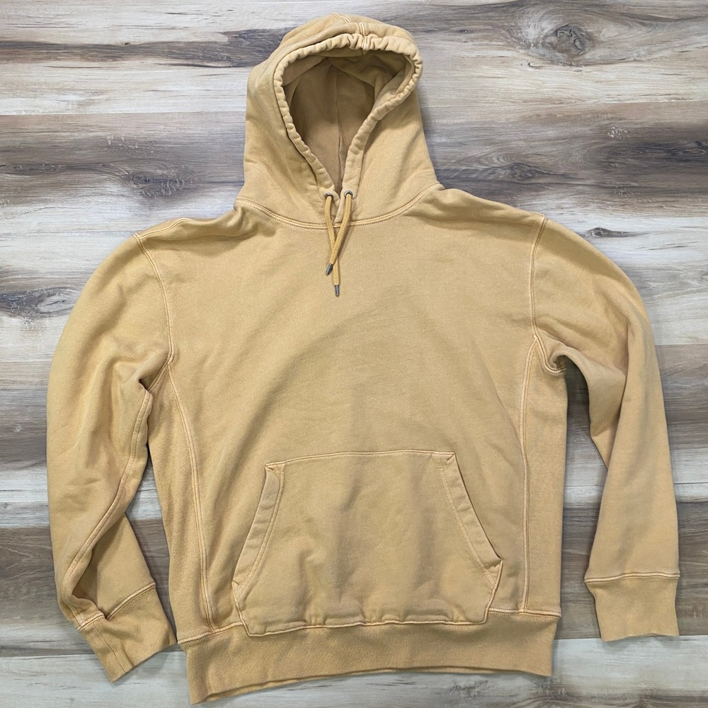 J.Crew Hoodie Size M Garment Dyed French Terry Cotton Pullover Yellow H4576 FA21